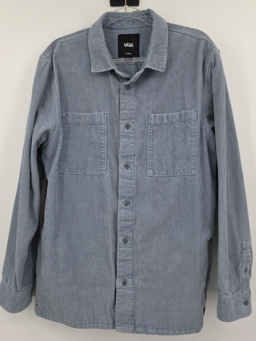 Vans Long Sleeve Button Front Shirt Jacket XL Corduroy Light Blue